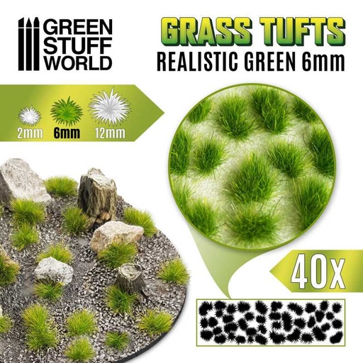 [8436554362455ES] Touffes D'herbe - 6mm - Auto-Adhésif - Vert Réaliste