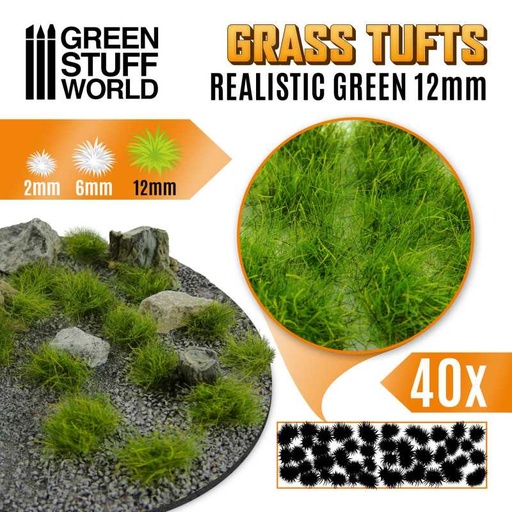 [8436554363506ES] Touffes D'herbe - 12mm - Auto-Adhésif - Vert Réaliste